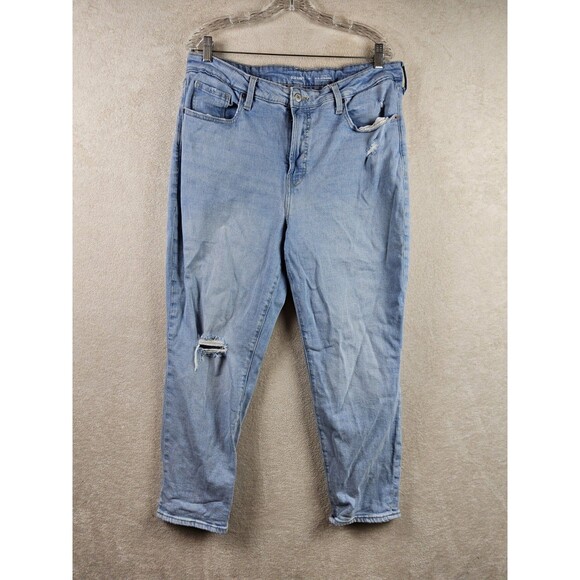 Old Navy High Rise OG Straight Denim Distressed Jeans Size 16 - Picture 1 of 4